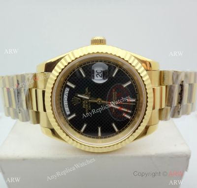 High Quality Rolex Day Date 40mm Black Textured Dial All Gold Watch